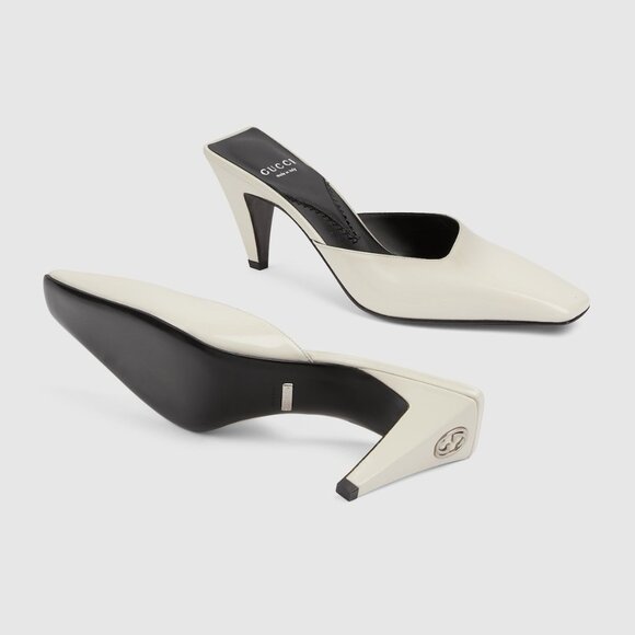 NEW Gucci Mallory Patent Leather Mules Heels GG Logo SZ 39 - Picture 1 of 12
